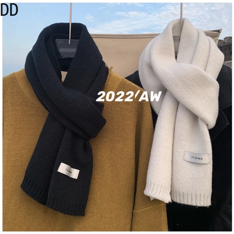 Wool Scarf Men - Simple Chic นุ่มผ้าพันคอฤดูใบไม้ร่วงฤดูหนาวผู้ชายถักเกาหลีคู่แฟชั่นหนาผ้าพันคอความร้อน Muffler ผ้าคลุมไหล่ชาย